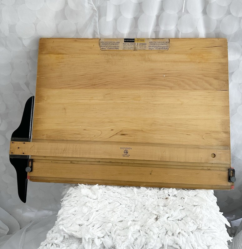 VTG Dietzgen Parallel Rule Drawing Drafting Board 24 X 18 Wood MCM T Square USA