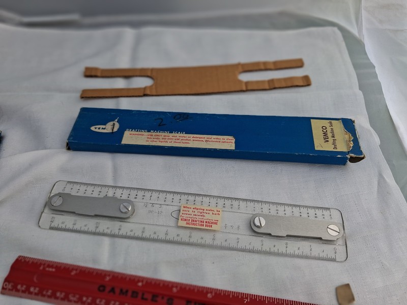 Vintage VEMCO Drafting Machine Scale Plastic 1 1/2 & 3 3/8 & 3/4 9P12-9″ Cal.
