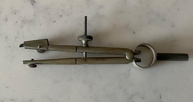 Vintage Drafting Tool Silver Metal Made in the USA Inside Caliper Compass
