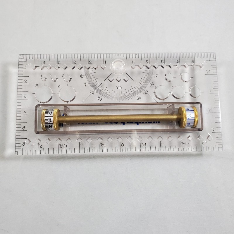 Novatec Drafting Multipurpose Clear Plastic Ruler w/ Pivot Brass in Box Vintage gallery