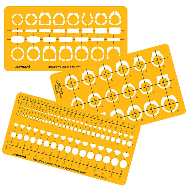 Isomars Jewelry Designing Template Drafting Stencil Scale Set of 3
