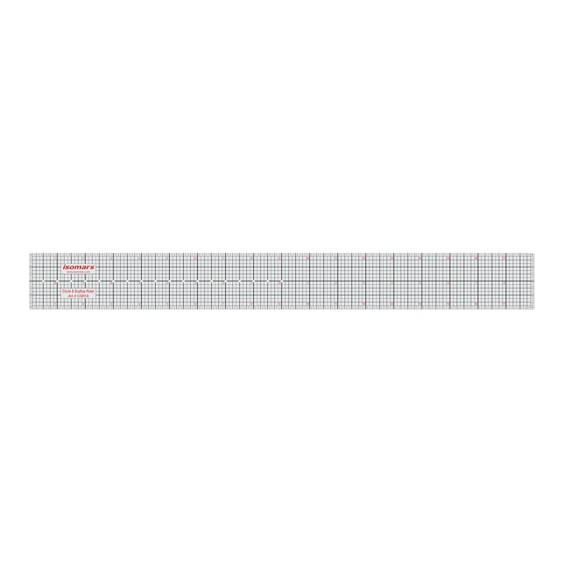 Circle & Scallop Ruler 18″ Dual Edge Template Drafting Drawing Craft Design Tool