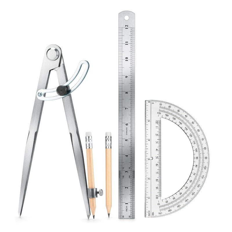 Compass Geometry Tool, Drawing Compass, Professional 12 Inch Large Compass wi…