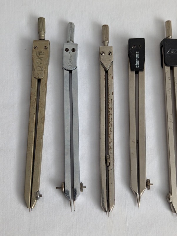 Vintage Drafting Lot of 7 German Drafting Compass ~ Alvin, Lutz, CCC, Charvoz gallery