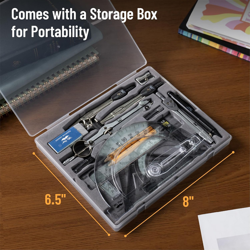 Geometry Set with 6 Inch Swing Arm Protractor, Divider, Set Squares, Ruler, Comp gallery