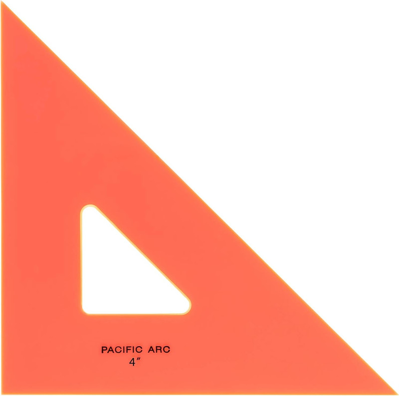 Drafting Triangle, 4-in, 45/90 degrees, Fluorescent Orange