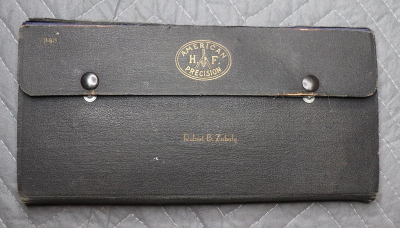 Vintage American H.F. Precision Drafting Compass Set Complete Engineer Tools