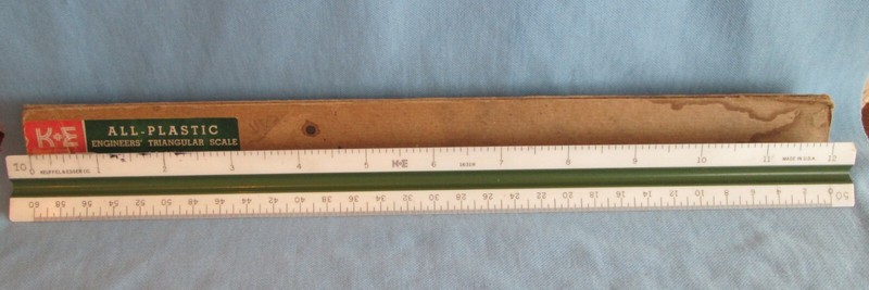 Vintage K&E 12″ Engineers Triangular 3 Side Ruler 1631W Architect Drafting Tool