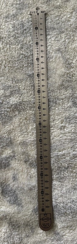 Vtg GAEBEL Stainless Steel Typographic Ruler – 6 & 12 Pts – Model 1106 – USA