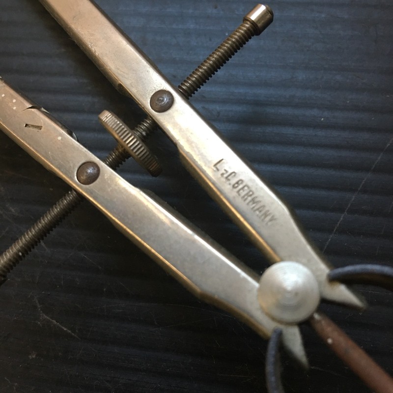 Vintage 1970s Adjustable L. C. Germany Compass Drafting Tool 6"L gallery