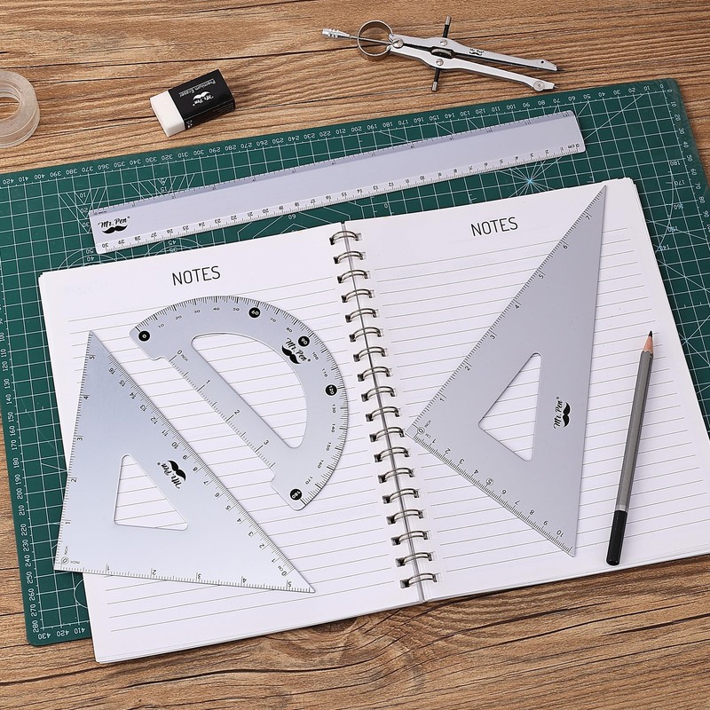 Mr. Pen- Metal Geometry Kit, 4 Pack, 45° & 30°/60° Set Periwinkle Gray gallery