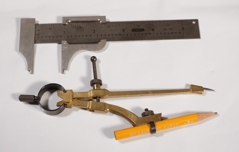 Vintage Measurement Tool General Slide Caliper & Unmarked Drafting Compass (A11)