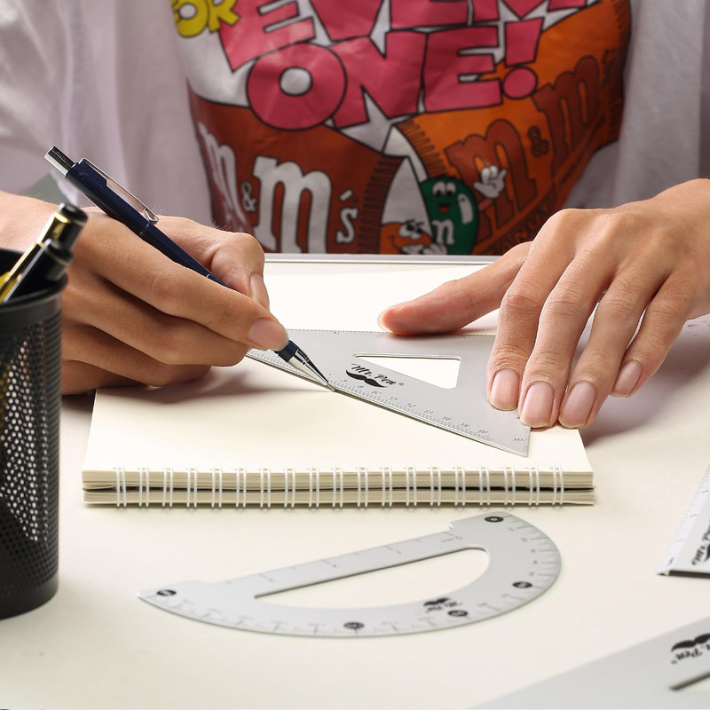 - Metal Geometry Kit, 4 Pack, 45° & 30°/60° Set Squares, 6" Protractor & 12" Rul gallery
