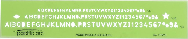 Modern Bold Lettering Template Guide, with 1/8 to 1/4 Inch Letters