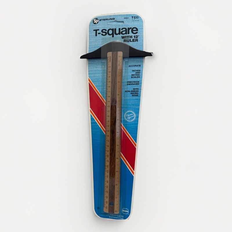 Vintage Sterling Plastics T-square With 12 Inch Ruler New Old Stock