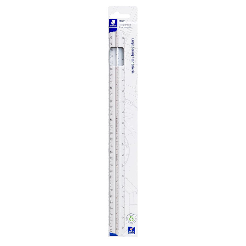 12In Engineer Scale Ruler - Triangular Engineering Ruler with 6 Scales(10-60 Par