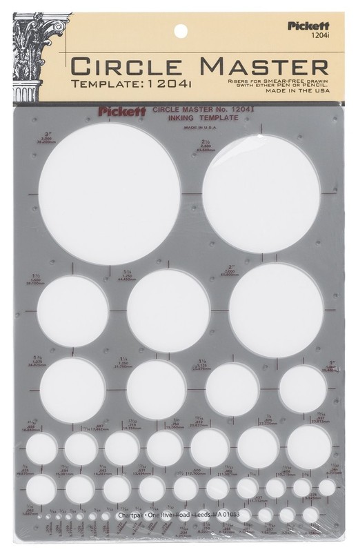 CHA1204I Circle Master Template 1/16 to 3 Inches Diameter Smoke Plastic