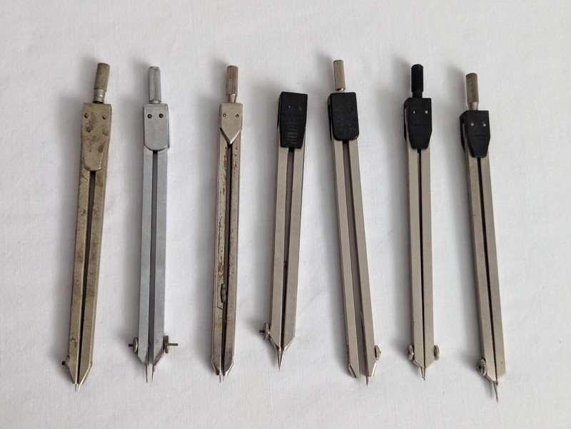 Vintage Drafting Lot of 7 German Drafting Compass ~ Alvin, Lutz, CCC, Charvoz gallery