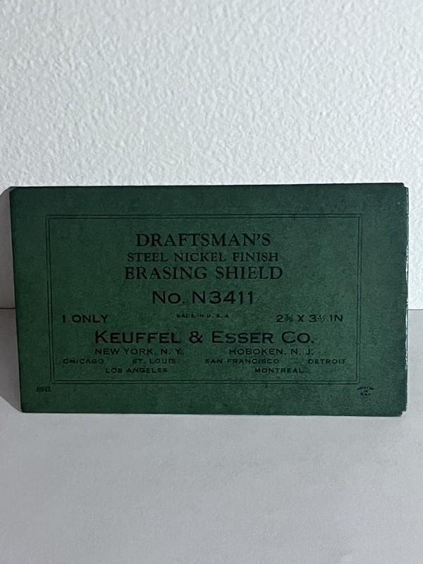 Draftsman’s Vintage Erasing Shield Steel Nickel Keuffer & Esser Co. N3411