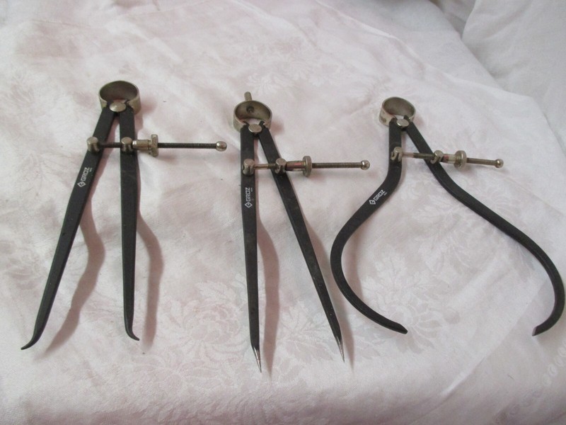 Vintage India Groz 3 Woodworking lockable Inside Spring Calipers 9″