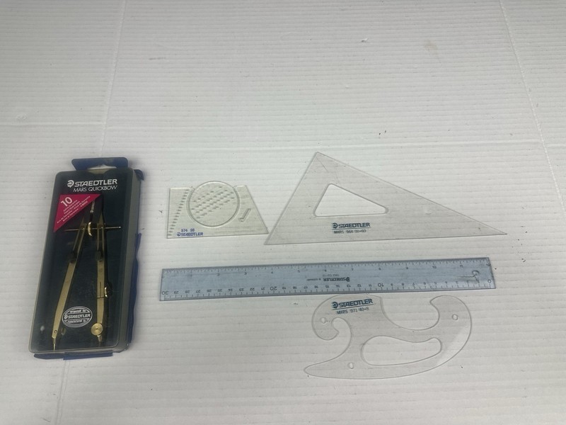 VTG Staedtler Mars Quickbow Drafting Instrument And Ruler,triangle,letter Guide gallery