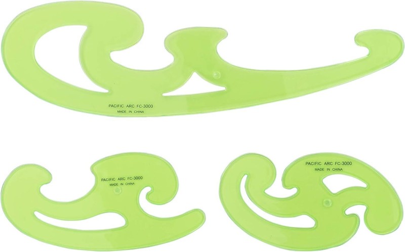 Pacific Arc French Curve Set, 3 Shapes, Clear Curve Ruler, Drafting Tool