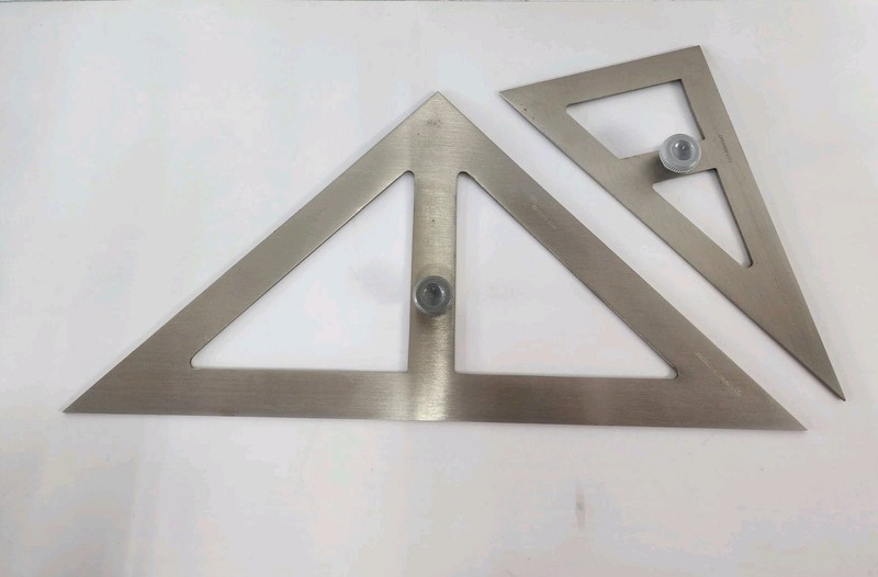 (2) Vintage NOS Steel Drafting Triangles – 10″ – 8″ – Made In West Germany