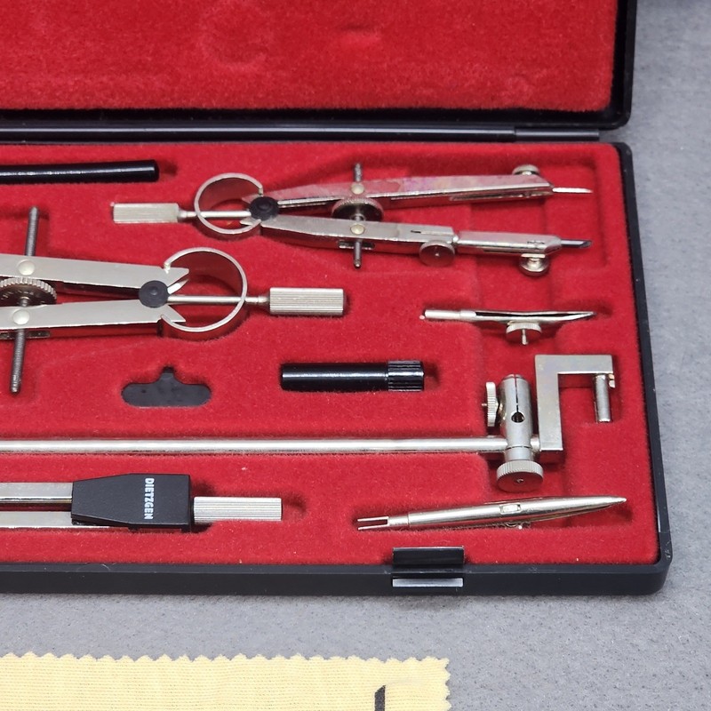 Dietgen Stellar 1288-PJL Drafting Set Silver German Precision Tools Vintage Case gallery