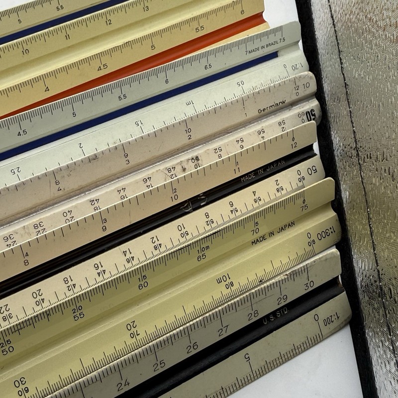 X8 Lot Architect Scale Rulers 12” Triangle A.W FABER CATELL, Mars-Staedtler Vtg