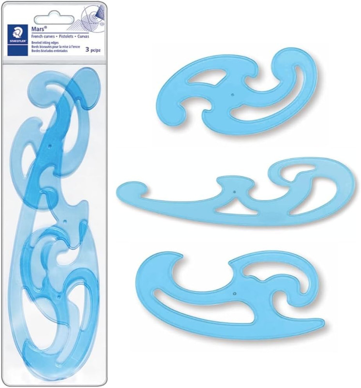 Mars Professional French Curve Design Ruler Set for Pattern Making, 3 Essential