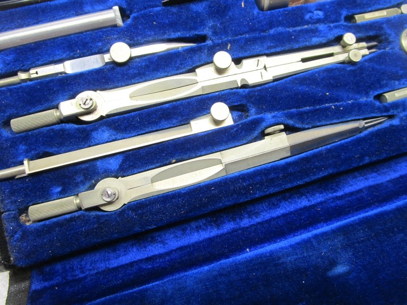 Keuffel and Esser K&E Anvil Drafting Drawing Set Blue Velvet Lined Case gallery