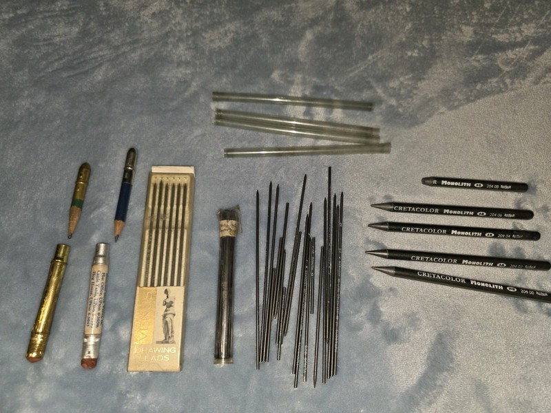Vintage Drawing Drafting Lot Bullet Pencils, Venus Lead, Cretacolor Monolith Lot