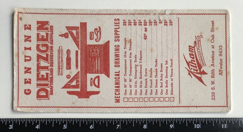 Vintage EUGENE DIETZGEN Ink Blotter Advertising Kilham Stationery 1950s USA gallery