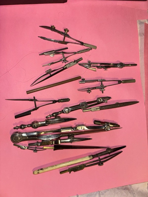 Antique Drafting Tool Sets Made In Germany with Cases misc parts gallery
