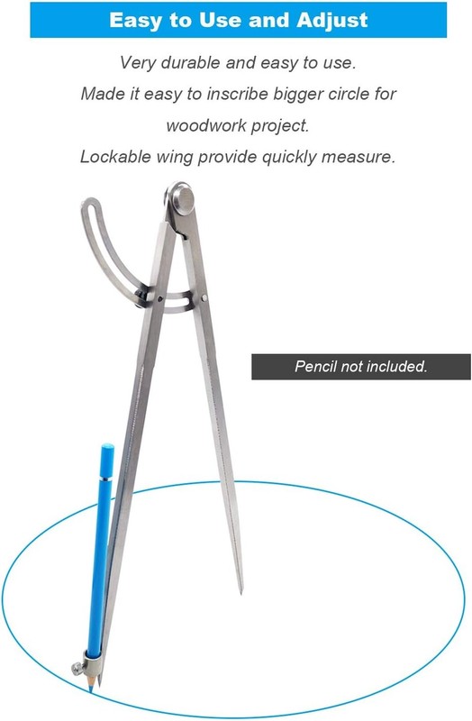 12 inch Professional Woodworking Compass with Pencil Holder for Carpenter, Locka gallery