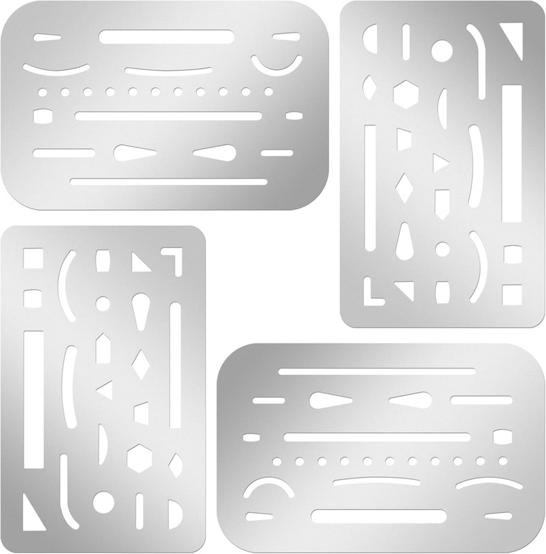 4 Pieces Erasing Shield Stainless Steel Drawing Template Shield Drafting Tools w
