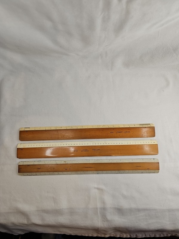 Set of 3 Antique Drafting Scale Rulers Dietzgen 546, Alvin 250x, F.Weber 358
