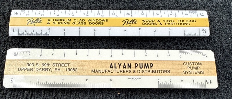 2 Vtg Specialized architectural & construction drafting -Advertising Rulers
