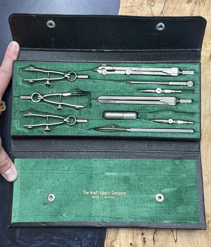 Vintage The Graf Apsco Company German Drafting Tool Set Drawing Instruments