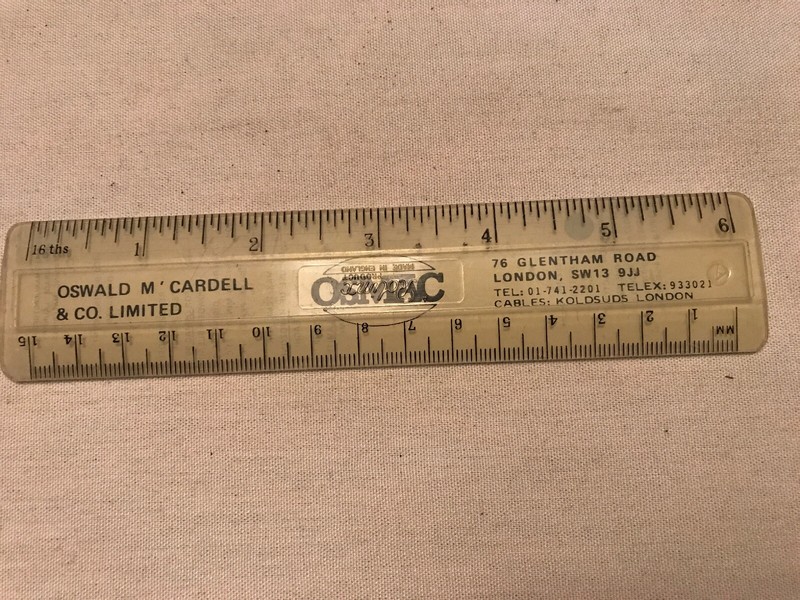 OSMAC, Oswald M’ Cardell Vintage Advertising Ruler, London