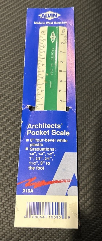 Alvin 310A Architects Pocket Scale West Germany Drafting Ruler 6” Plastic