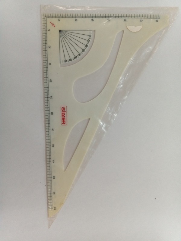 Vintage Silver Brand Drafting Triangle 1/2 Scale Ratio & Built-in Protractor