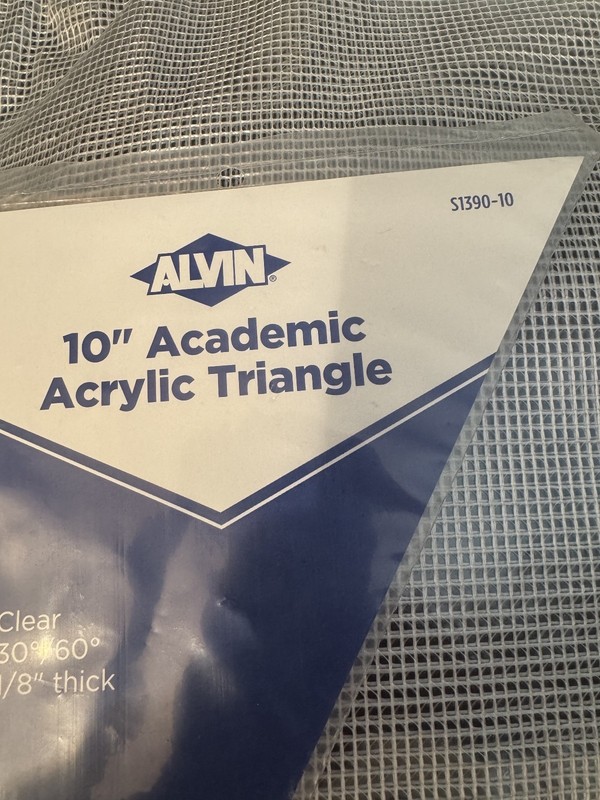 ALVIN 10″ ACADEMIC ACRYLIC TRIANGLE 30/60 1/8 INCH THICK S1390-10