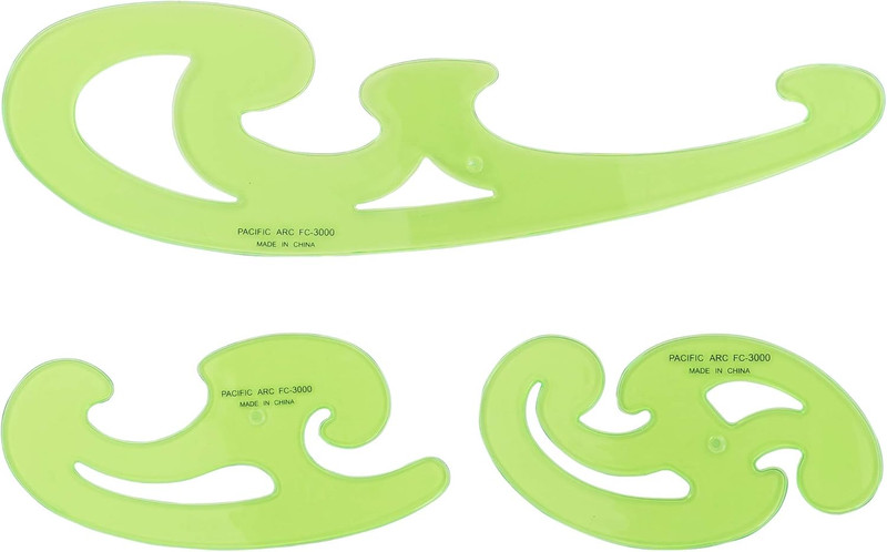 French Curve Set, 3 Shapes, Clear Curve Ruler, Drafting Tools, Drawing Tools, Wo