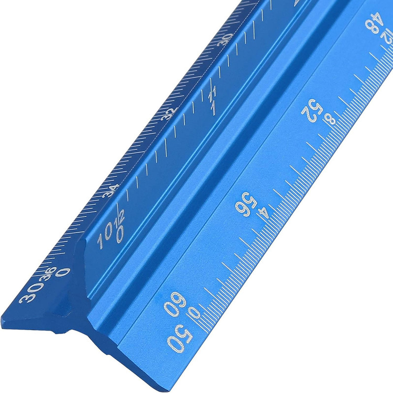 12 Inch Aluminum Engineer Scale Ruler Triangular Drafting Tool Imperial Scales B gallery