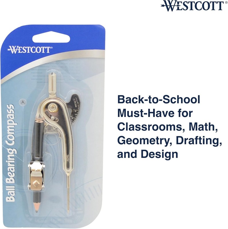 Metal Ball Bearing Compass with Pencil Nickel Plated Drawing Geometry Tool 12201 gallery