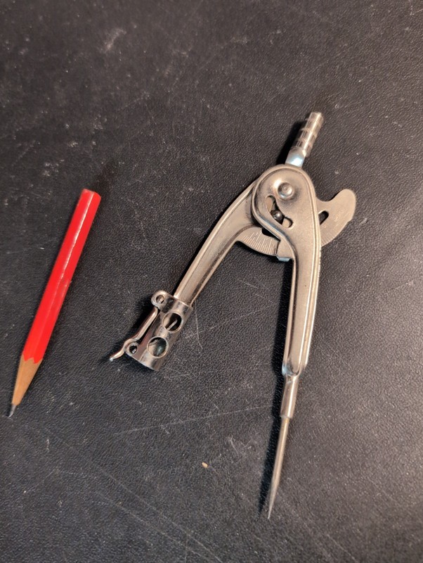 VINTAGE METAL COMPASS PROTRACTOR ADJUSTABLE INCH MARKINGS CIRCLES GEOMETRY