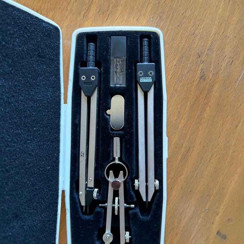 Silver compass set approx. 15cm
