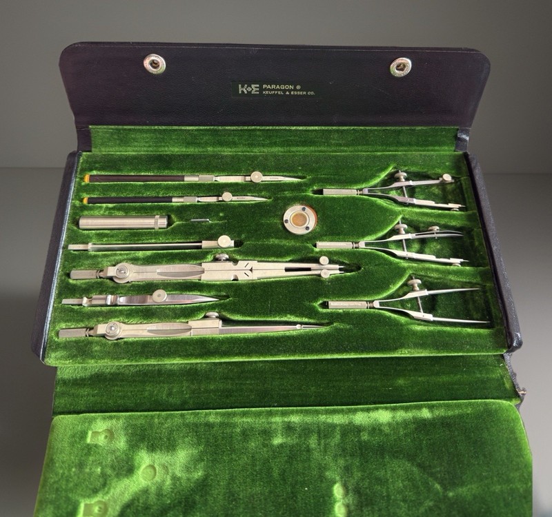 Vintage KEUFFEL & ESSER CO Paragon COMPASS DRAFTING TOOL COMPLETE SET