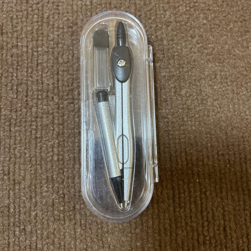 Silver compass with case